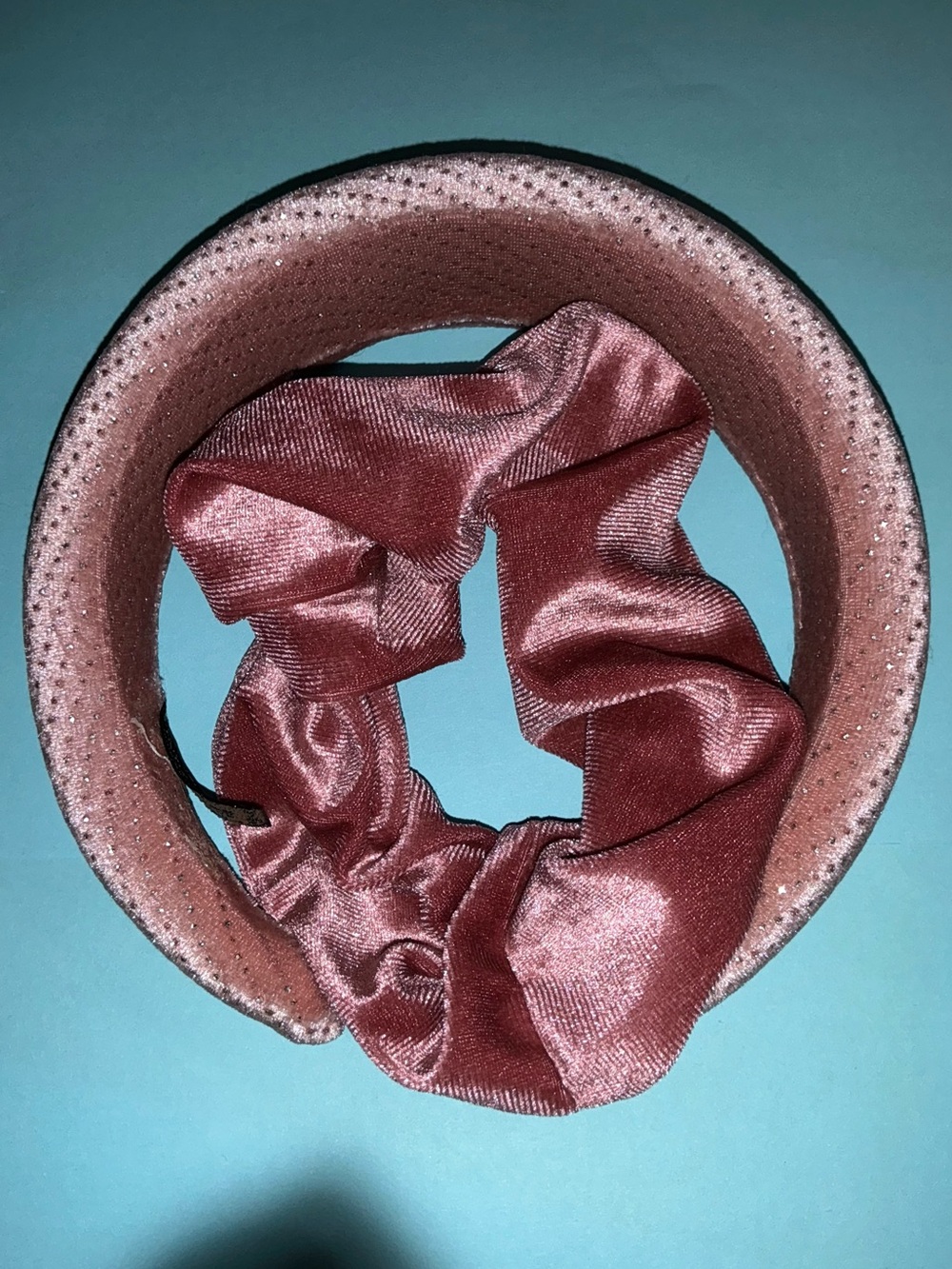 Pink Velvet Scrunchie and Brand Handmade Headband